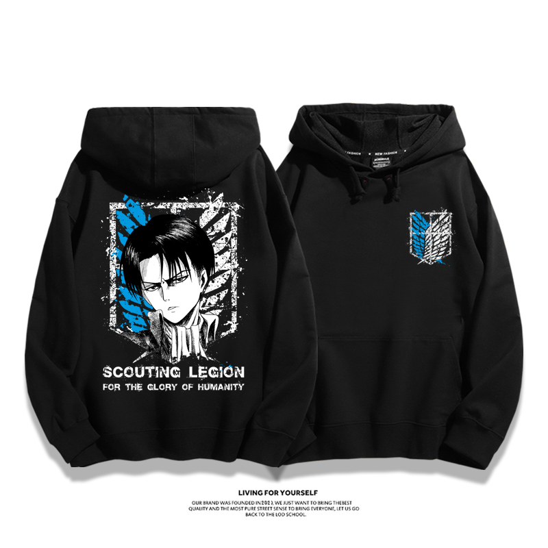 進擊的巨人聯名衛衣2023秋冬新款親子情侶裝薄絨款連帽衛衣