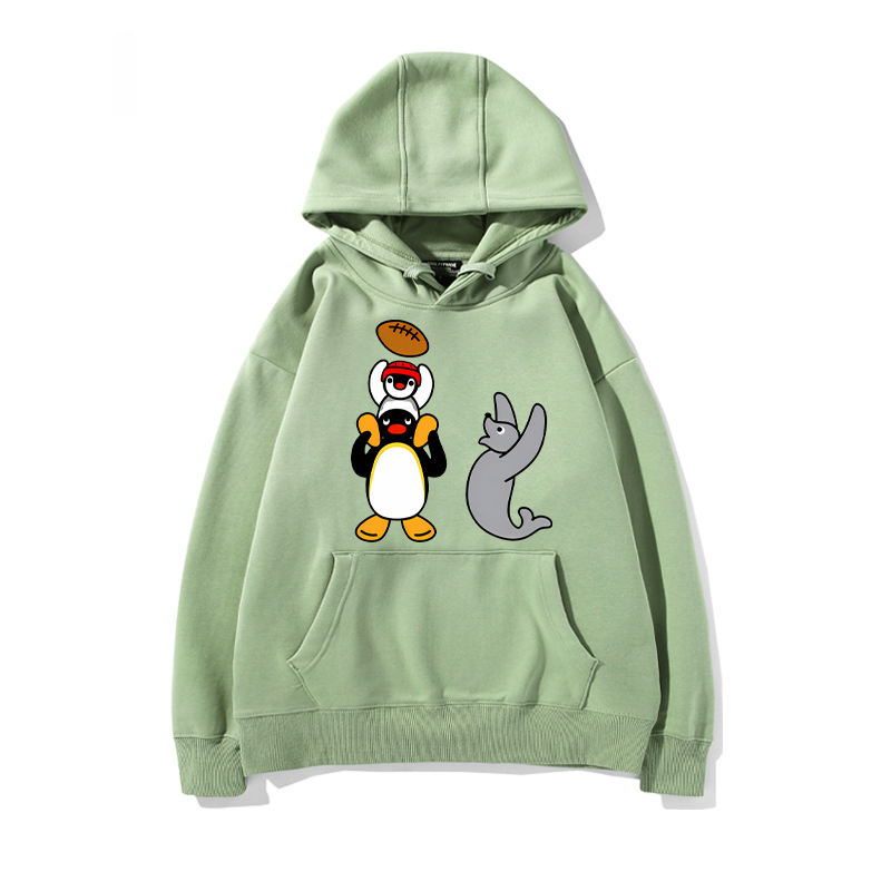 企鵝家族PINGU 聯名衛衣2024秋冬新款親子情侶裝薄絨款連帽衛衣