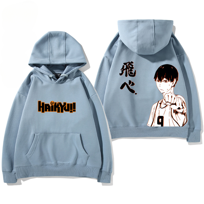 排球少年聯名衛衣2024秋冬新款親子情侶裝薄絨款連帽衛衣