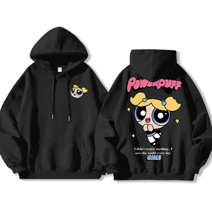 飛天小女警聯名衛衣女衛衣2024秋冬新款親子情侶裝薄絨款連帽衛衣