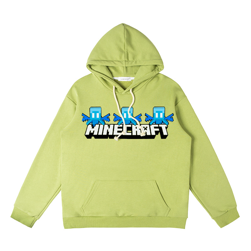 Minecraft我的世界聯名衛衣2024秋冬新款親子情侶裝薄絨款連帽衛衣