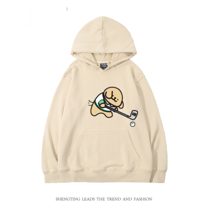 線條小狗 2024秋冬新款親子情侶裝薄絨款連帽衛衣