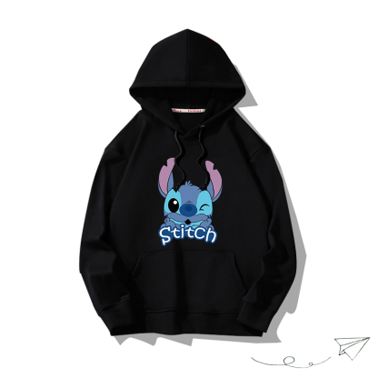 史迪仔聯名hiphop2025秋冬新款 親子情侶男女連帽衛衣