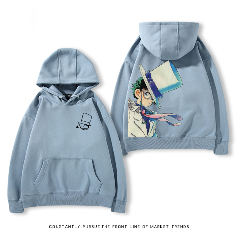 名偵探柯南聯名衛衣2024秋冬新款親子情侶裝薄絨款連帽衛衣