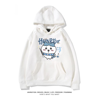 Chiikawa聯名衛衣2024秋冬新款親子情侶裝薄絨款連帽衛衣