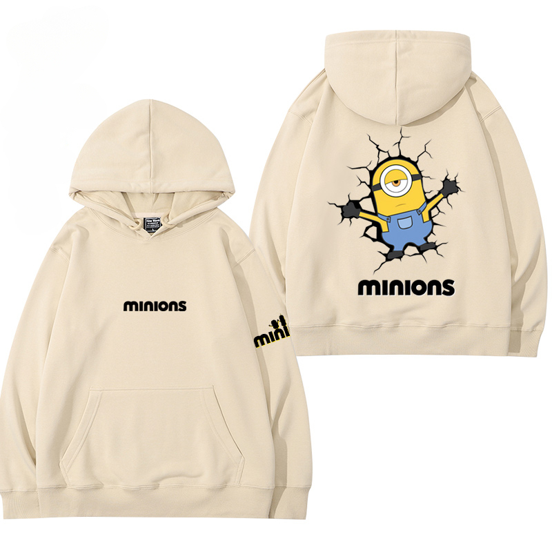 小黃人 聯名衛衣2024秋冬新款親子情侶裝薄絨款連帽衛衣