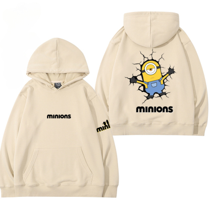 小黃人 聯名衛衣2024秋冬新款親子情侶裝薄絨款連帽衛衣