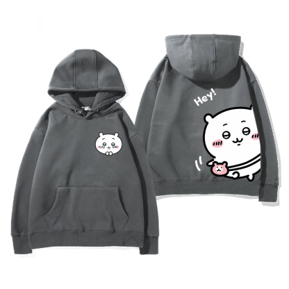 Chiikawa聯名衛衣2024秋冬新款親子情侶裝薄絨款連帽衛衣