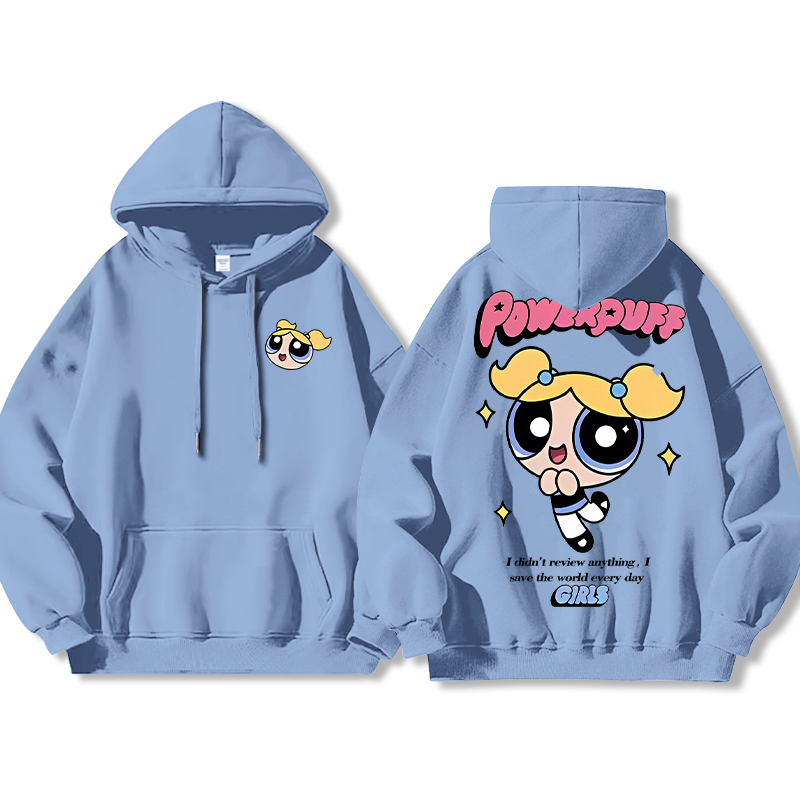 飛天小女警聯名衛衣女衛衣2024秋冬新款親子情侶裝薄絨款連帽衛衣