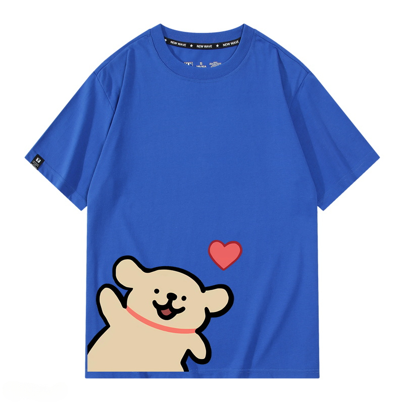 線條小狗 2024親子情侶男女同款 純棉T恤