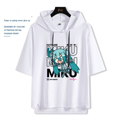 初音動漫未來miku 連帽短袖t恤
