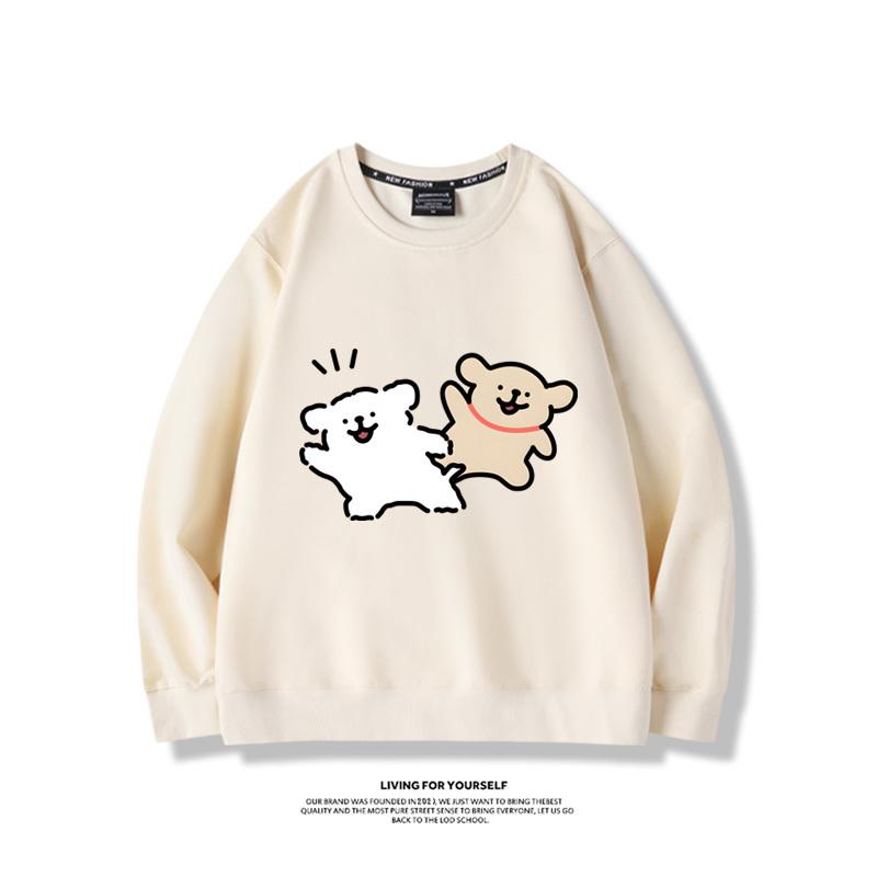 線條小狗2023親子情侶裝 圓領長袖