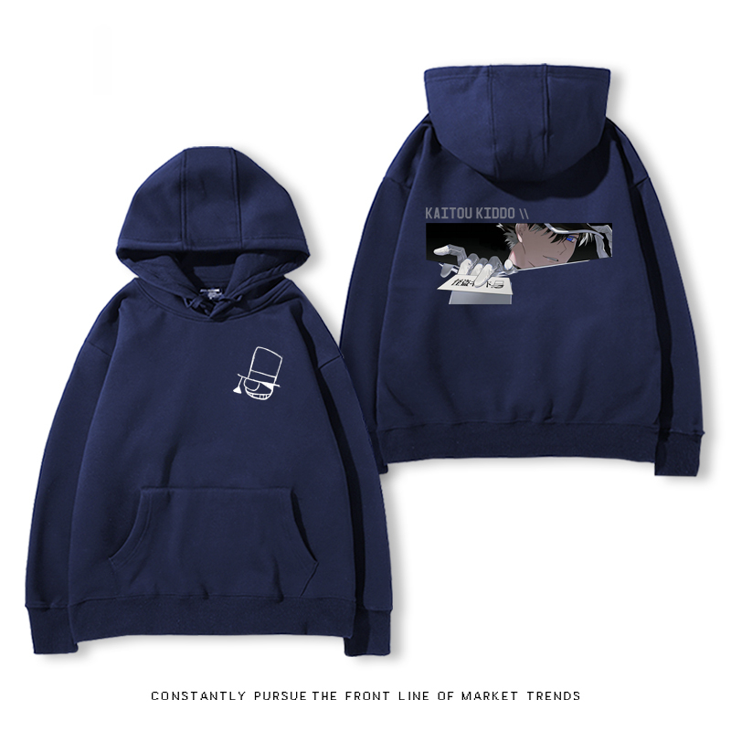 名偵探柯南聯名衛衣2024秋冬新款親子情侶裝薄絨款連帽衛衣