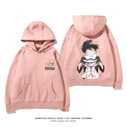 名偵探柯南 聯名衛衣2024秋冬新款親子情侶裝薄絨款連帽衛衣