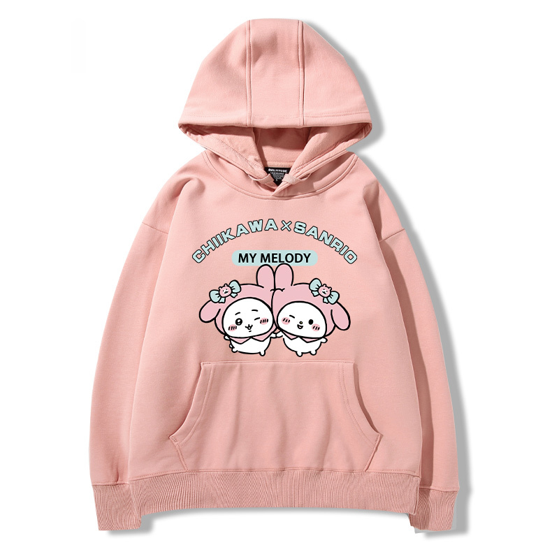 chiikawa吉伊卡哇聯名三麗歐 2024秋冬新款親子情侶裝薄絨款連帽衛衣