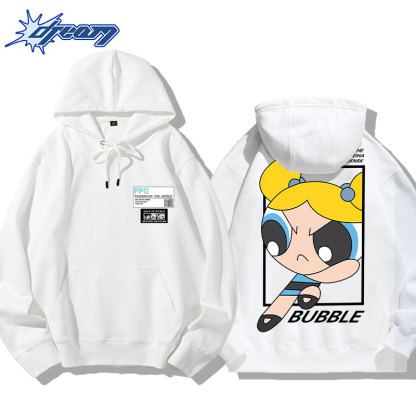 飛天小女警聯名衛衣2024秋冬新款親子情侶裝薄絨款連帽衛衣