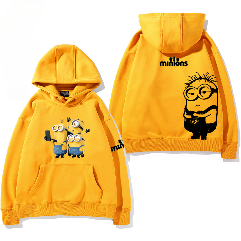 小黃人 聯名衛衣2024秋冬新款親子情侶裝薄絨款連帽衛衣