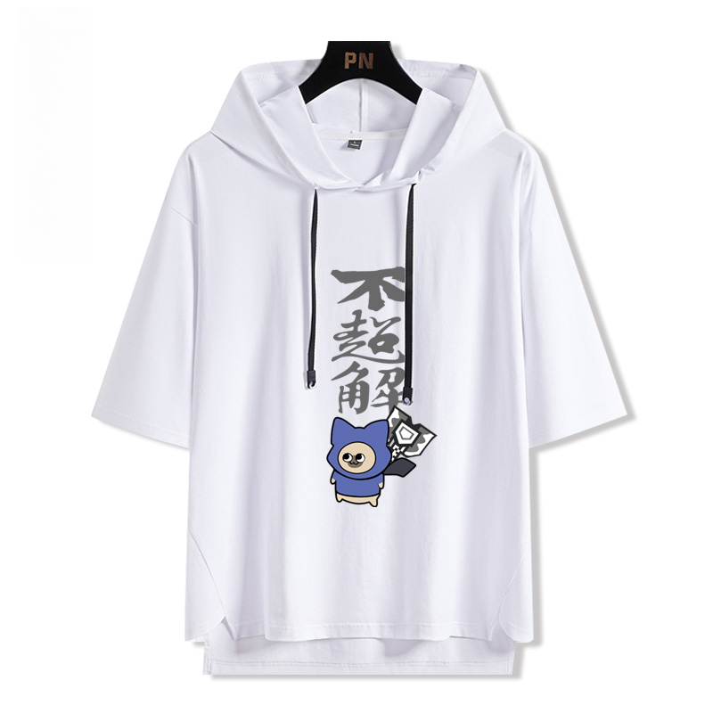 魔物獵人呆貓艾露貓搞怪  連帽短袖T恤