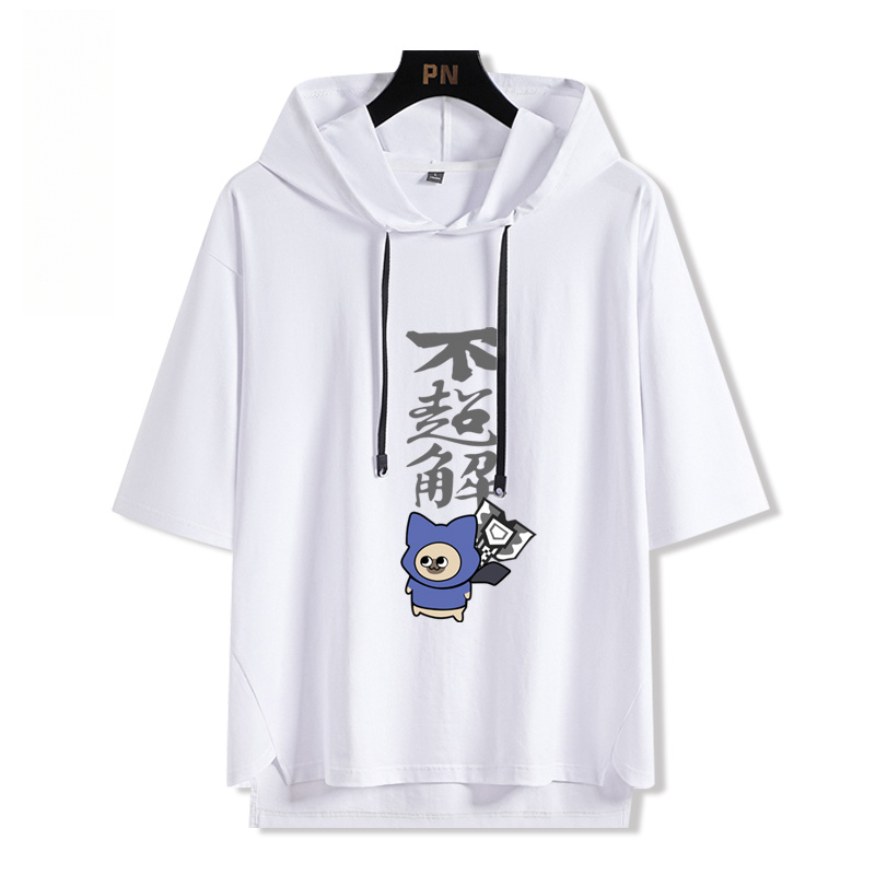 魔物獵人呆貓艾露貓搞怪  連帽短袖T恤