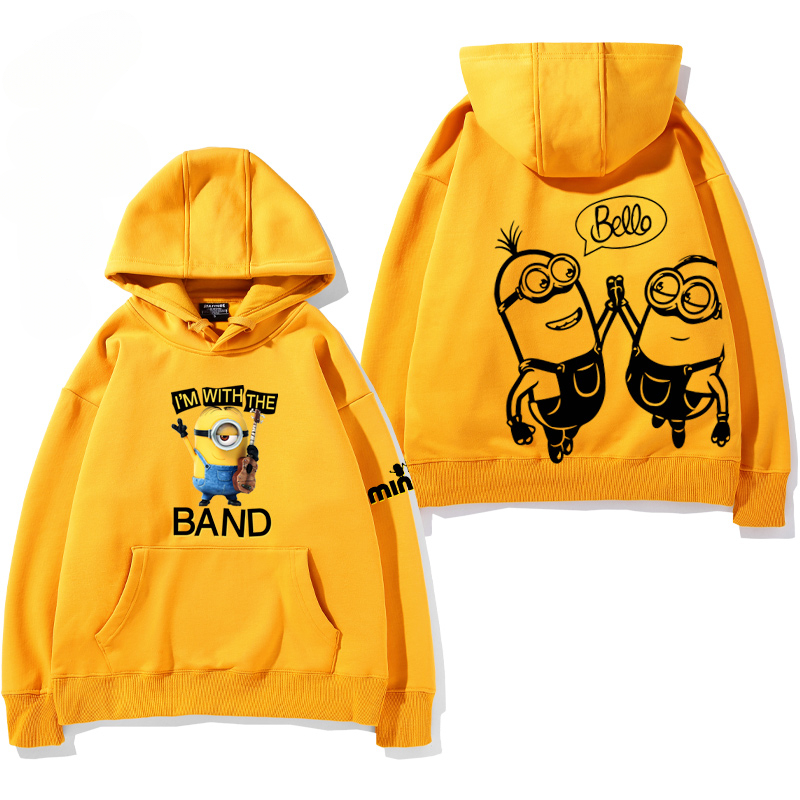 小黃人 聯名衛衣2024秋冬新款親子情侶裝薄絨款連帽衛衣