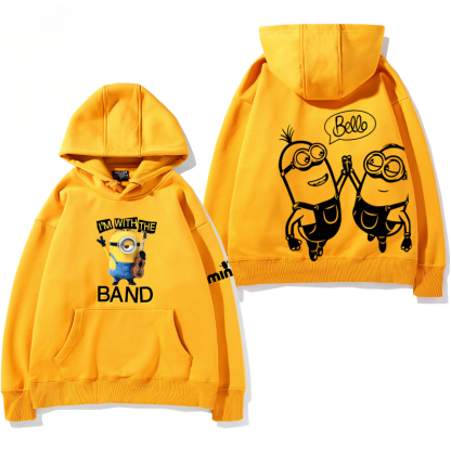 小黃人 聯名衛衣2024秋冬新款親子情侶裝薄絨款連帽衛衣