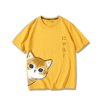 可愛貓咪探頭2024親子情侶男女同款 純棉T恤