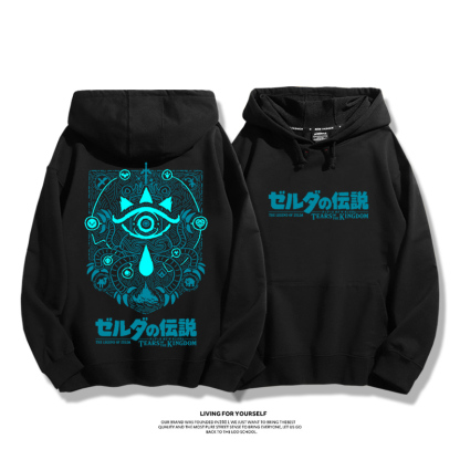 薩爾達王國之淚聯名衛衣2023秋冬新款親子情侶裝薄絨款連帽衛衣