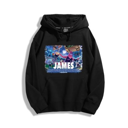 海綿寶寶聯名詹姆斯2024秋冬新款親子情侶裝薄絨款連帽衛衣