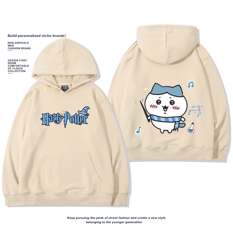 Chiikawa聯名衛衣2024秋冬新款親子情侶裝薄絨款連帽衛衣