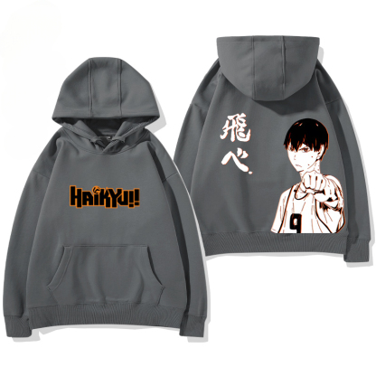 排球少年聯名衛衣2024秋冬新款親子情侶裝薄絨款連帽衛衣