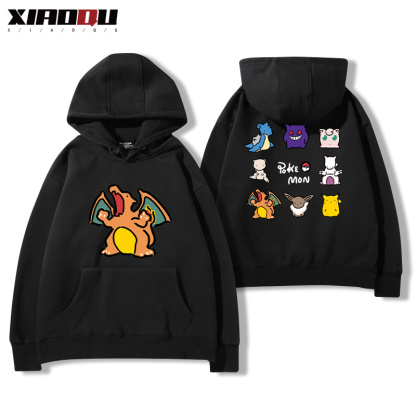 寶可夢聯名衛衣2024秋冬新款親子情侶裝薄絨款連帽衛衣