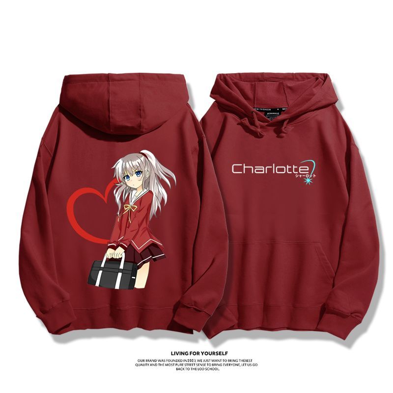 Charlotte聯名衛衣2024秋冬新款親子情侶裝薄絨款連帽衛衣