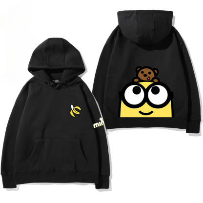 小黃人 聯名衛衣2024秋冬新款親子情侶裝薄絨款連帽衛衣