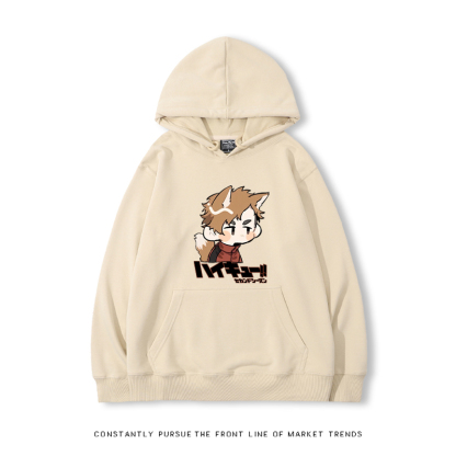 排球少年聯名衛衣2024秋冬新款親子情侶裝薄絨款連帽衛衣