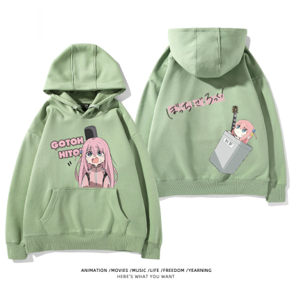 孤獨搖滾 聯名衛衣2024秋冬新款親子情侶裝薄絨款連帽衛衣