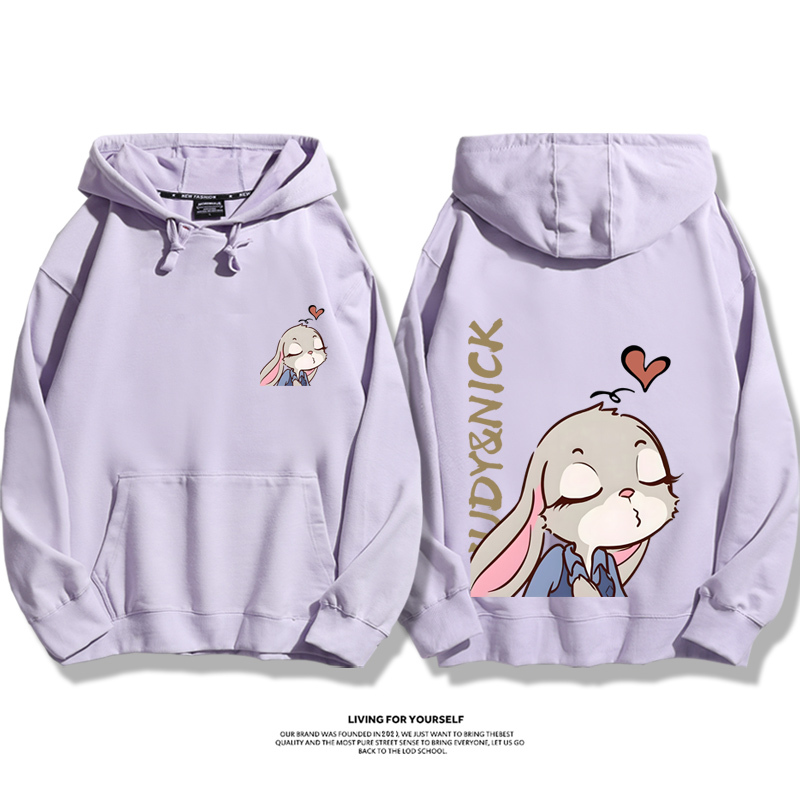 瘋狂動物城聯名衛衣2023秋冬新款親子情侶裝薄絨款連帽衛衣