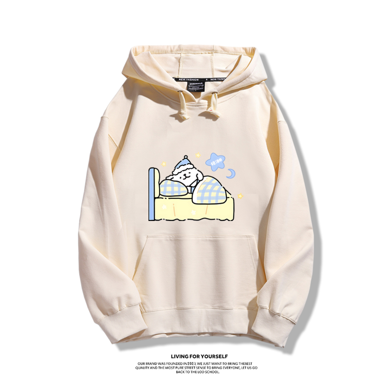 線條小狗聯名衛衣2023秋冬新款親子情侶裝薄絨款連帽衛衣