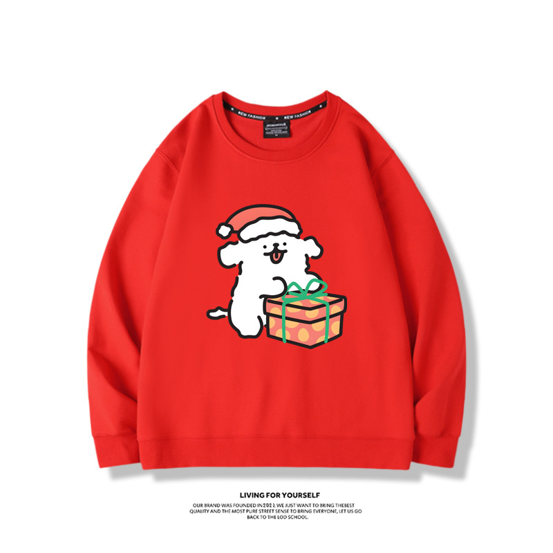 線條小狗聯名聖誕2023親子情侶裝 圓領長袖