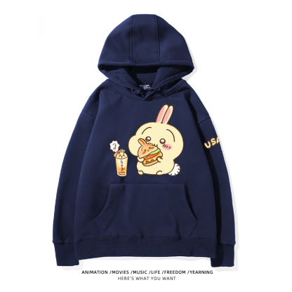 Chiikawa聯名衛衣2024秋冬新款親子情侶裝薄絨款連帽衛衣