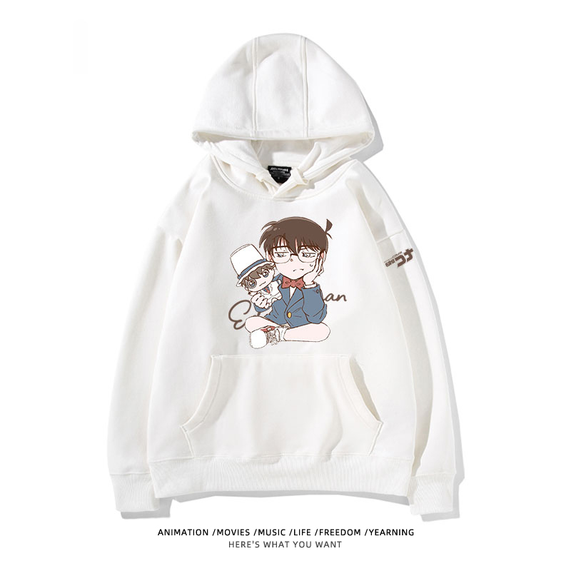 名偵探柯南 聯名衛衣2024秋冬新款親子情侶裝薄絨款連帽衛衣