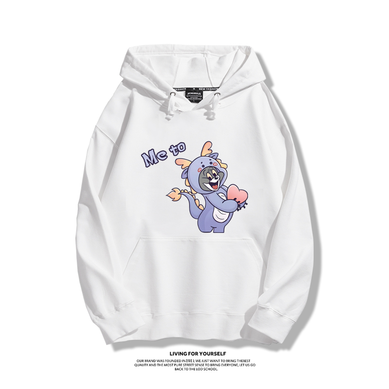 貓和老鼠聯名衛衣2023秋冬新款親子情侶裝薄絨款連帽衛衣