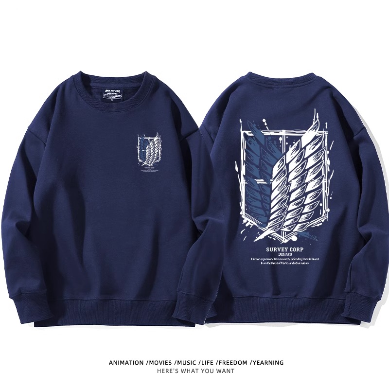 進擊的巨人 聯名衛衣2024秋冬新款親子情侶裝薄絨款連帽衛衣