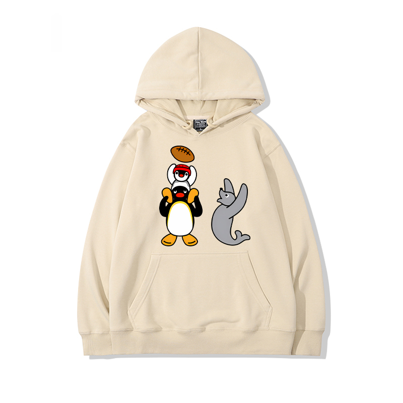 企鵝家族PINGU 聯名衛衣2024秋冬新款親子情侶裝薄絨款連帽衛衣