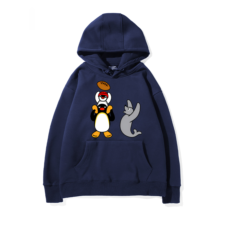 企鵝家族PINGU 聯名衛衣2024秋冬新款親子情侶裝薄絨款連帽衛衣