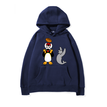 企鵝家族PINGU 聯名衛衣2024秋冬新款親子情侶裝薄絨款連帽衛衣