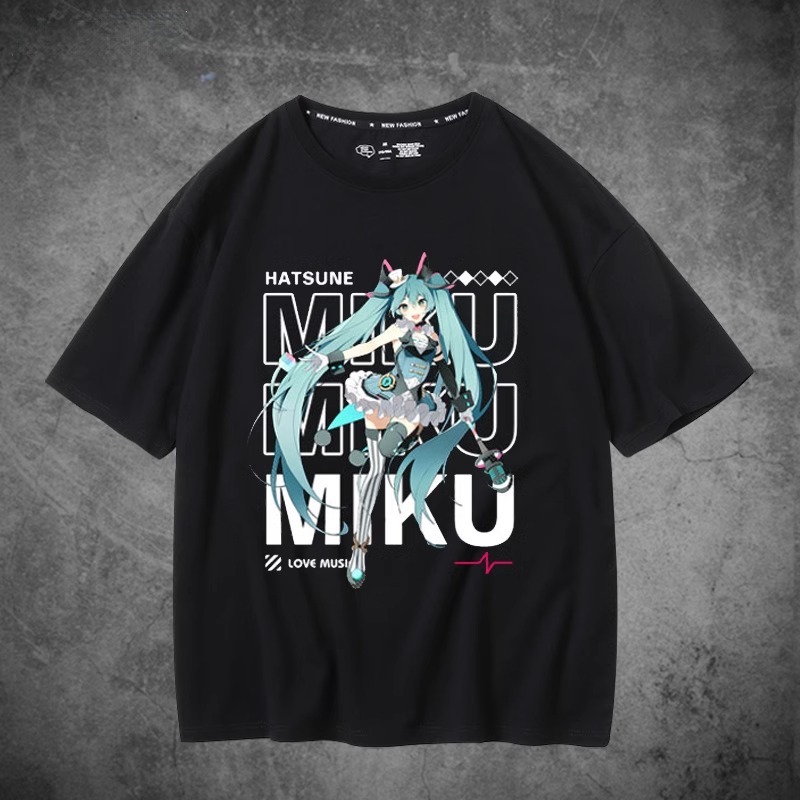 初音未來聯名衛衣2024秋冬新款親子情侶裝薄絨款連帽衛衣