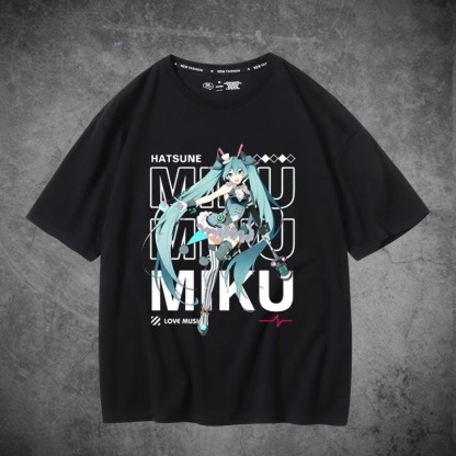 初音未來聯名衛衣2024秋冬新款親子情侶裝薄絨款連帽衛衣