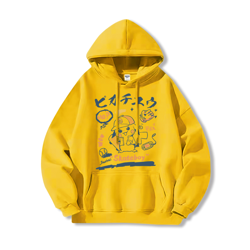 寶可夢 聯名衛衣2024秋冬新款親子情侶裝薄絨款連帽衛衣