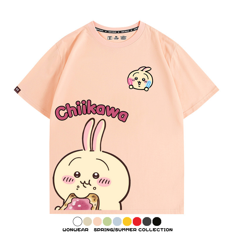 Chiikawa日系萌系吉伊卡哇可愛小八烏薩奇聯名短袖夏男T恤衫