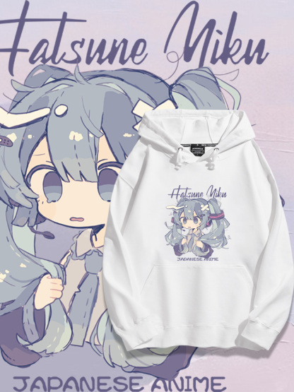 Q版初音未來聯名衛衣2023秋冬新款親子情侶裝薄絨款連帽衛衣